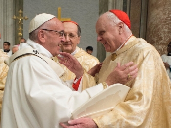 Pope Francis and cardinal O'Brien during the Christmas Mass in St. Peter's basilica