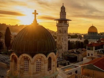 Saint-Sépulcre et vue de Jérusalem